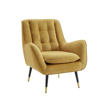 MIA Yellow Fabric Mid-Century Accent Arm Chair with Cushion and Legs