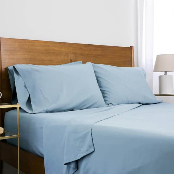 SOUTHSHORE FINE LINENS Deep Pocket 6-Piece Light Blue Microfiber Split King Sheet Set