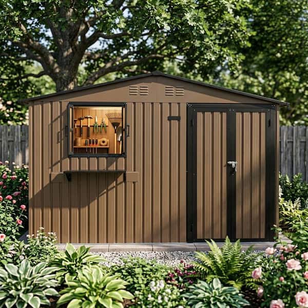 IMAGACFUN 10 x 8 ft. Outdoor Metal Storage Shed with Lockable