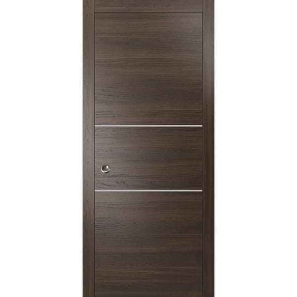 Sartodoors 18 in. x 96 in. 1 Panel Chocolate Ash Finished Solid Wood with Honeycomb Sliding Door with Hardware