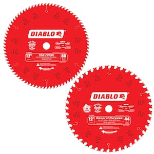 12 in. x 44-Tooth General Purpose and 12 in. x 80-Tooth Fine Circular Saw Blades (2-Blades)