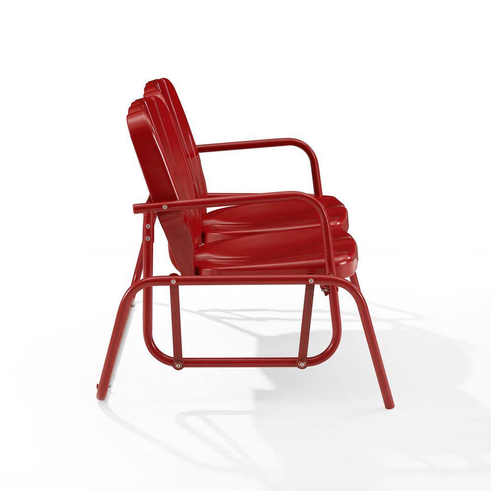 Bright Red Steel Retro Outdoor Loveseat Glider