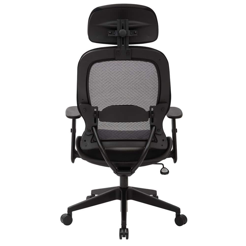Executive High Back Black Leather Swivel Office Chair with Adjustable Arms