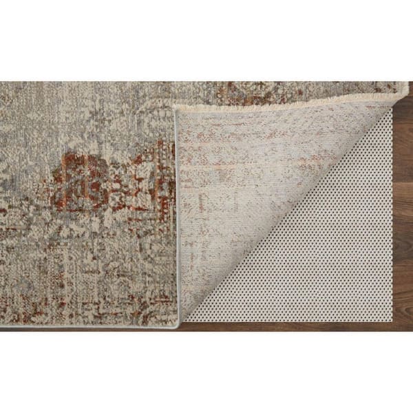 2 ft. x 10 ft. Ivory, Gray, Brown Abstract Runner Rug