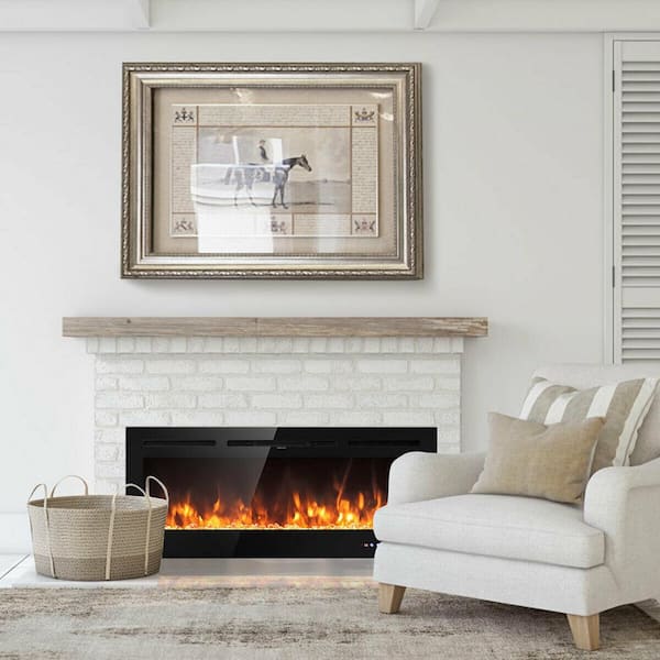50 in. Electric Fireplace Recessed and Wall Mounted 750-Watt/1500-Watt with Multicolor Flame
