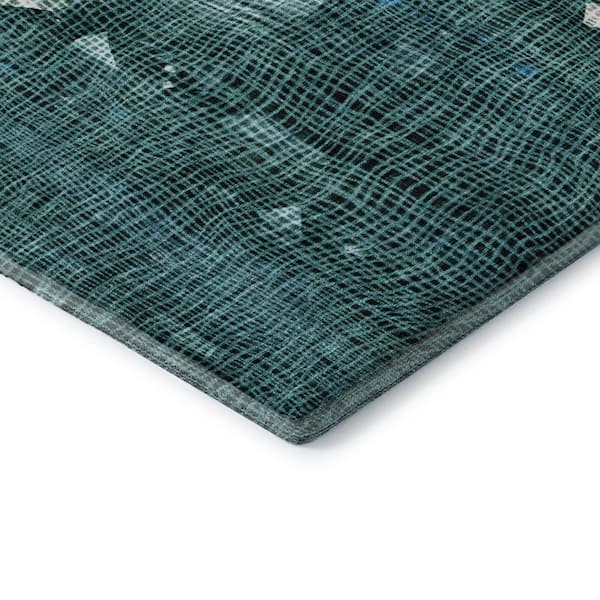 Mayfield Premium Machine Washable Abstract AMF2092 Teal 10 ft. x 14 ft. Area Rug