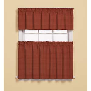 Semi-Opaque Austin 36 in. L Polyester/Cotton Tier Curtain in Fire (2-Pack)