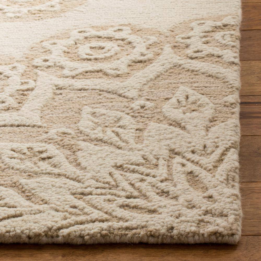 Handmade Tufted Brown Floral Wool Cotton 8' x 10' Rug
