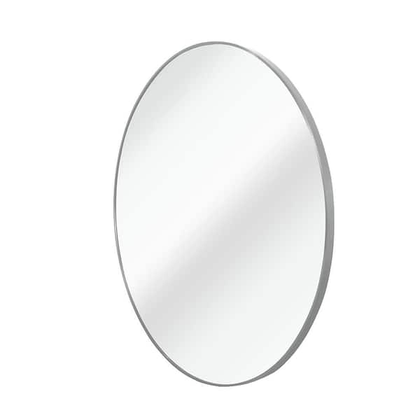 Silver 36 in W x 36 in. H Modern Round Aluminium Framed Mirror Wall Mirror Wall Decor Mirror