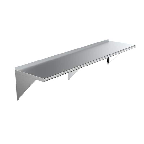 AMGOOD 18 in. x 72 in. Stainless Steel Wall Shelf Kitchen, Restaurant, Garage, Laundry, Utility Room Metal Shelf with Brackets
