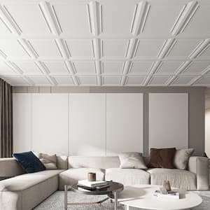 Modern White 2 ft. x 2 ft. PVC Water Resistant Drop In Ceiling Tiles (48 sq.ft./Box)