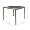 Silver Gray 35 in. Square Anodized Aluminum Outdoor Dining Table