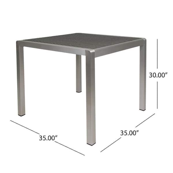 Silver Gray 35 in. Square Anodized Aluminum Outdoor Dining Table