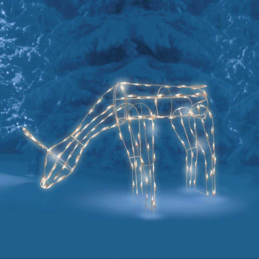 39 in. 150-Light Feeding Doe Sculpture Wireframe