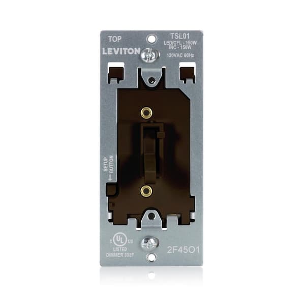 Toggle Slide LED Advanced Dimmer Switch for LED and Incandescent Bulbs, 150-Watt Single Pole or 3-Way, Brown TSL01-10B