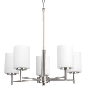 Replay Collection 5-Light Brushed Nickel Etched Glass Modern Chandelier Light