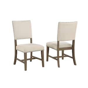 Martha Brown Oak Linen Fabric Chairs (set of 2)