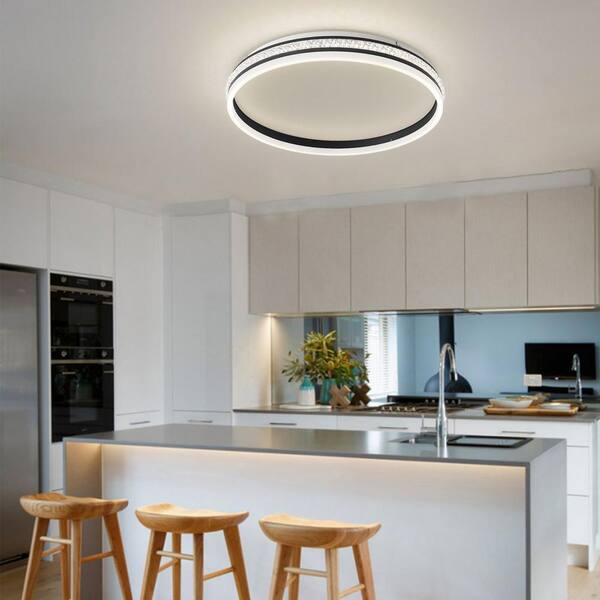 CVKASH Odern LED Ceiling Light Fixture Black 3-Color Diable With