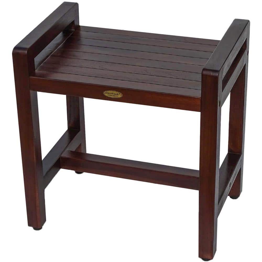 DecoTeak Classic 20 in. Ergonomic Teak Shower Stool with LiftAid Arms ...