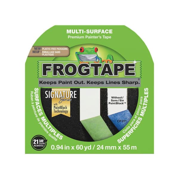 FrogTape Multi-Surface 0.94 in. x 60 yds. Green Painter's Tape with Paint Block