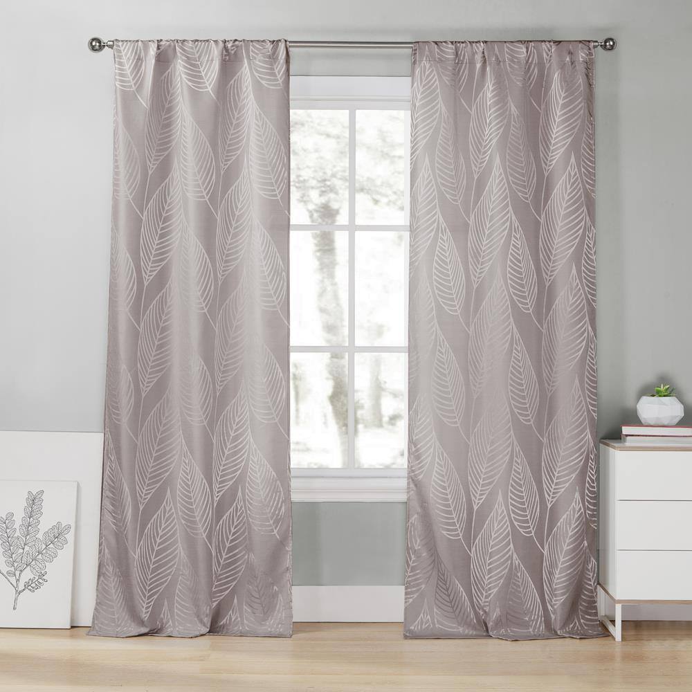 Leah 39 in. W x 96 in. L Polyester Window Panel in Steel Grey