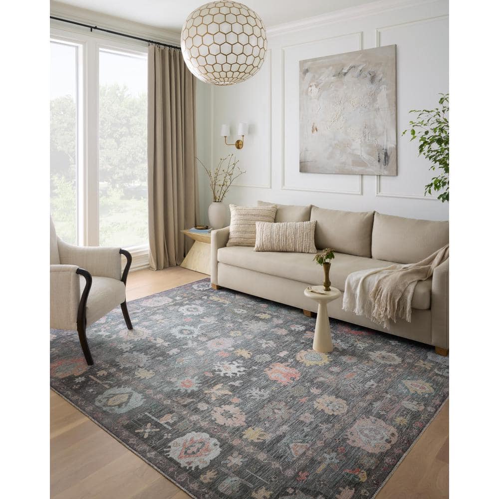 Elysium Charcoal Oriental Floral 8'6" x 11'6" Wool-Synthetic Blend Rug