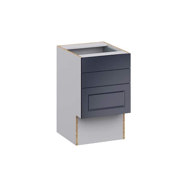 J COLLECTION Devon Painted Blue Recessed Assembled 18 in.W x 30 in. H x 21 in.D Vanity ADA 3 Drawers Base Kitchen Cabinet