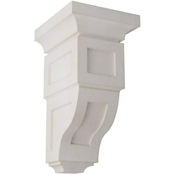 4 in. x 8 in. x 4-3/4 in. Chalk Dust White Small Reyes Wood Vintage Decor Corbel