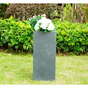 20 in. Tall Charcoal Lightweight Concrete Rectangle Modern Outdoor Planter