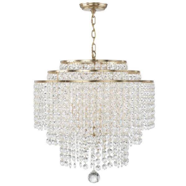 Gabrielle Antique Gold 6-Light Crystal Chandelier