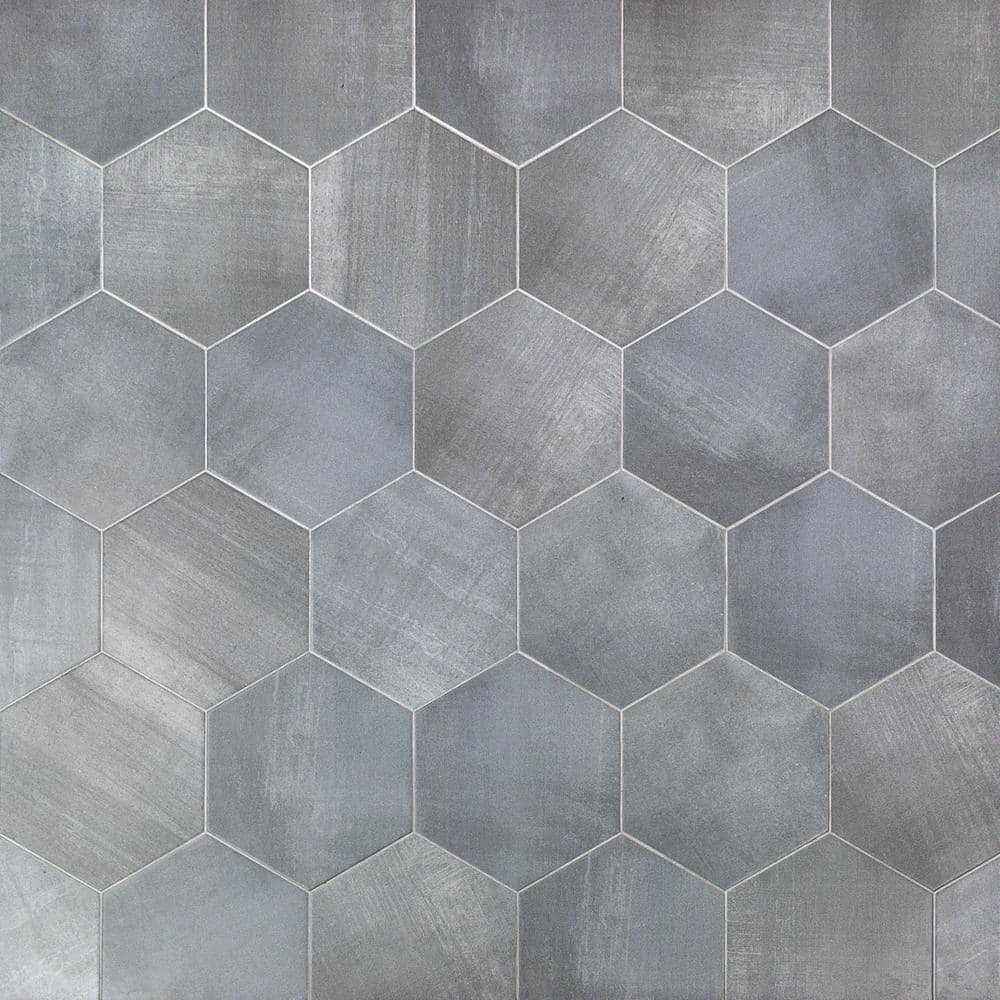 Gray Hexagon Matte Porcelain Floor and Wall Tile