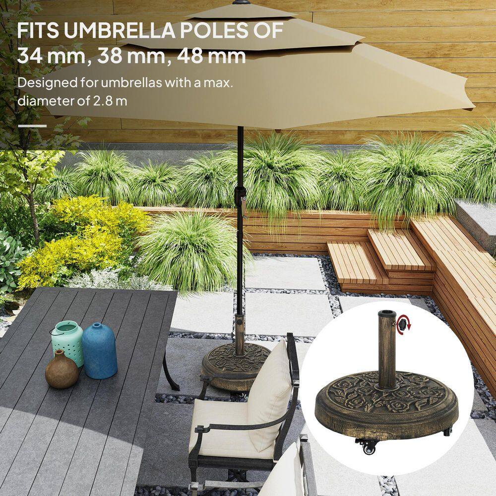 Bronze Powder Coated Metal Wheeled Patio Umbrella Stand