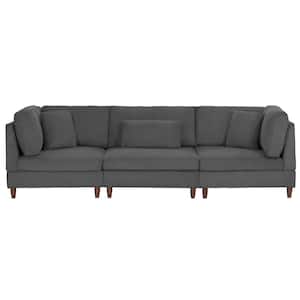 122.7 in. Square Arm 3-Piece Rectangle Shaped Corduroy Fabric Modular Free Combination Sectional Sofa in Gray
