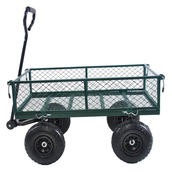 AUTMOON 3.5 cu. ft. Steel Garden Cart, Green