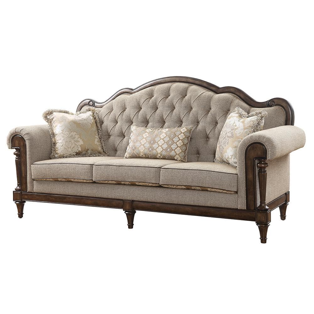 Cody 91 in. W Rolled Arm Textured Fabric Rectangle Sofa with 3-Pillows in. Multi-Color -  Homelegance, 16829-3