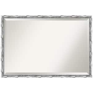 Scratched Wave Chrome 38 in. H x 26 in. W Framed Wall Mirror