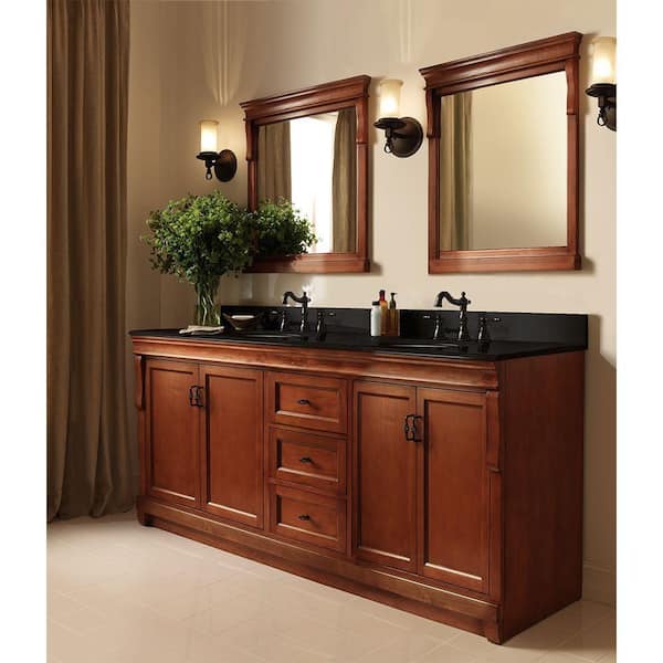 Naples 23.5 in. W x 31.88 in. H Rectangular Wood Framed Wall Bathroom Vanity Mirror in Warm Cinnamon