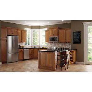 Hampton Medium Oak Raised Panel Stock Assembled Base Kitchen Cabinet with Drawer Glides (36 in. x 34.5 in. x 24 in.)