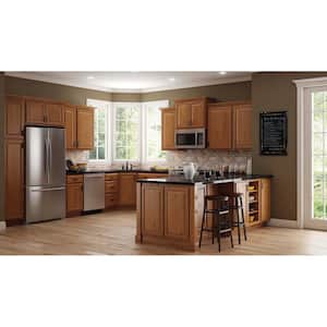 Hampton 18 in. W x 24 in. D x 34.5 in. H Assembled Drawer Base Kitchen Cabinet in Medium Oak with Drawer Glides