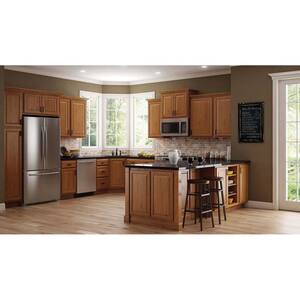 Hampton 24 in. W x 12 in. D x 30 in. H Assembled Wall Kitchen Cabinet in Medium Oak