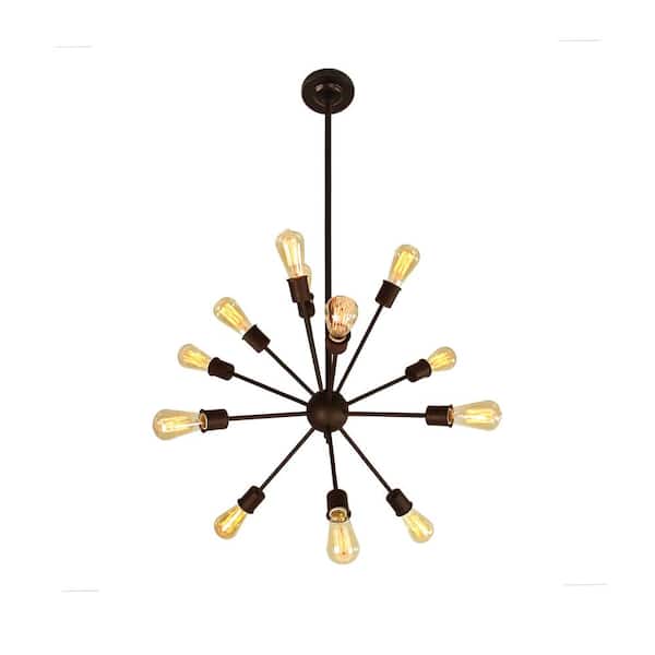 Edison Jackstone Collection 12-Light Bronze Indoor Chandelier