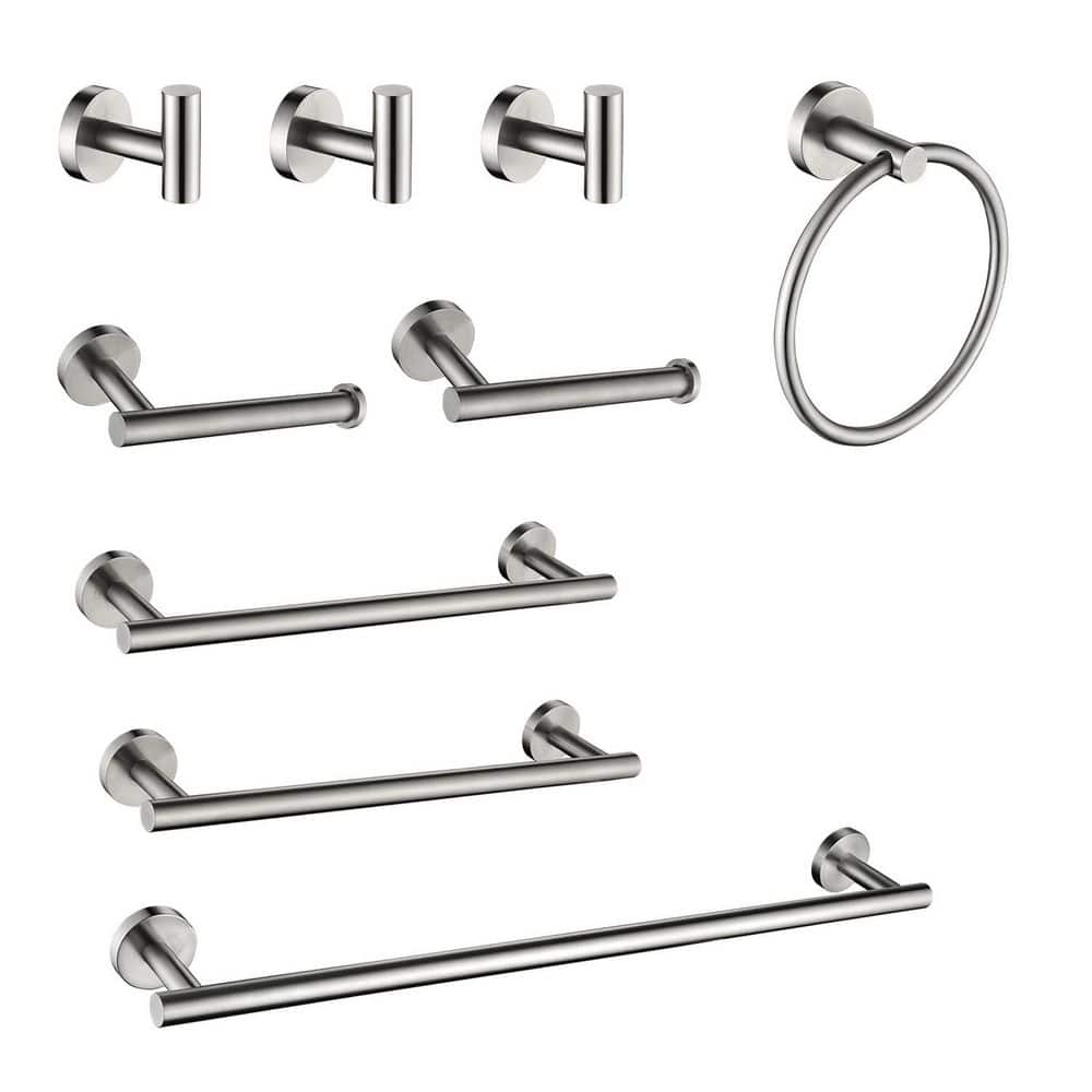 9-Piece Stainless Steel Bathroom Towel Rack Set with Wall Mount in Brushed Nickel price history on PriceWatchPro