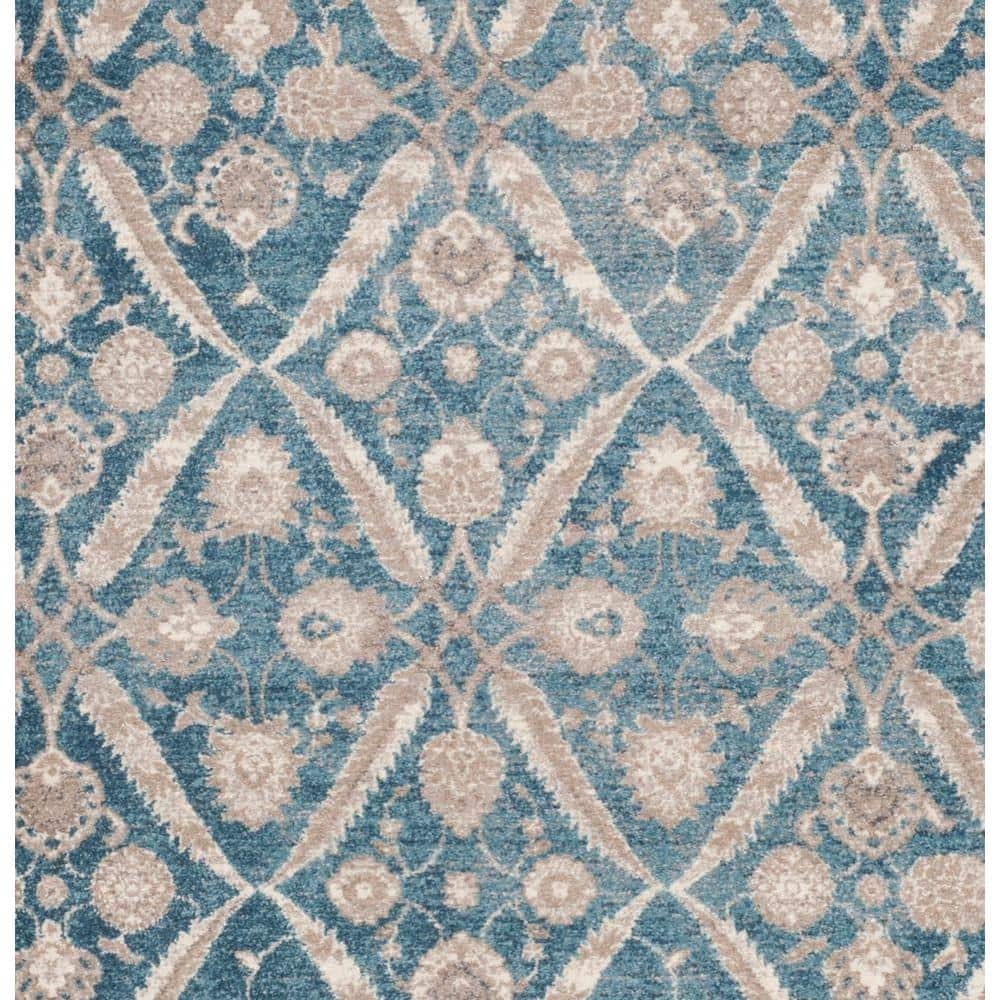 Elegant Sofia Blue & Beige Hand-Knotted Synthetic Area Rug, 8' x 11'