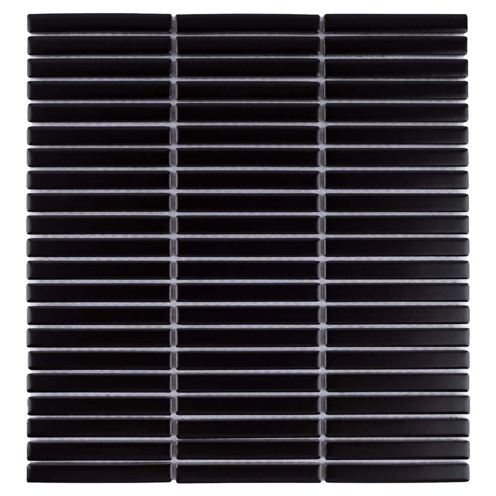 Porcetile Matte Black 11.2 in. x 11.91 in. Porcelain Mosaic Tile Sample price history on PriceWatchPro
