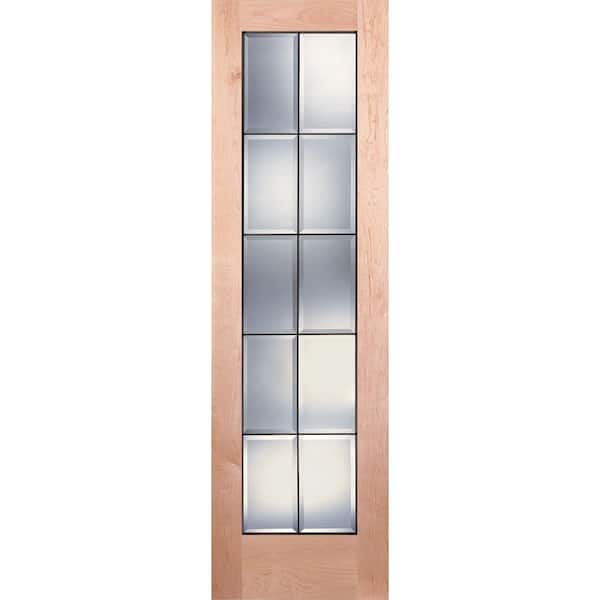 Feather River Doors 24 in. x 80 in. 10 Lite Unfinished Maple Clear Bevel Patina Woodgrain Interior Door Slab