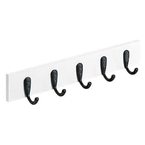 15.75 in. White and Black 5 Single Hook Rail