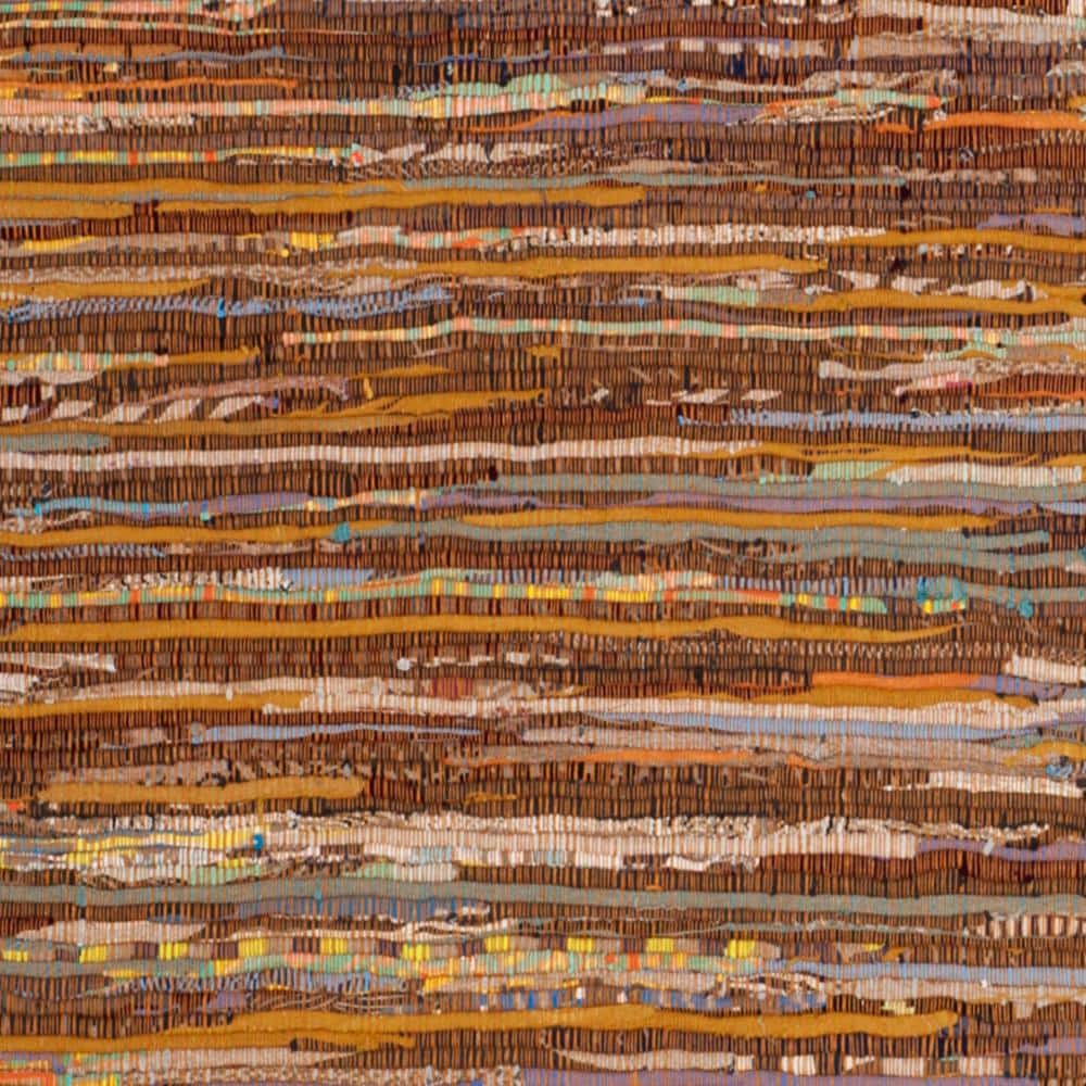 Gold Multi Handmade Wool Cotton Stripe Runner Rug 2'3" x 6'