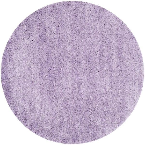 California Shag Lilac 7 ft. x 7 ft. Round Solid Area Rug