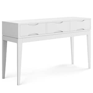 Harper Solid Hardwood 54 in. Wide Mid Century Modern Rectangle Console Sofa Table In White