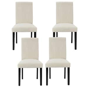 Dining Chairs Set of 4 Modern Fabric and Solid Wood Legs and High Back Chairs for Kitchen/Living Room Beige Upholstered